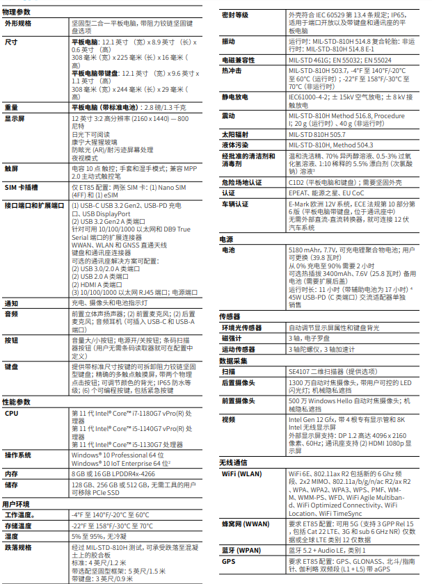 斑马ET80/ET85详细参数图
