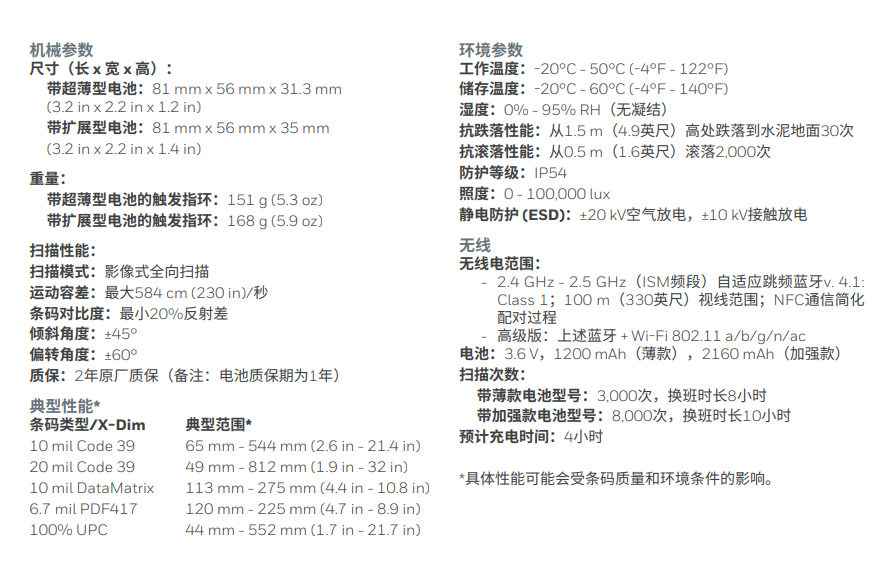 霍尼韦尔8680i指环扫描器详细参数